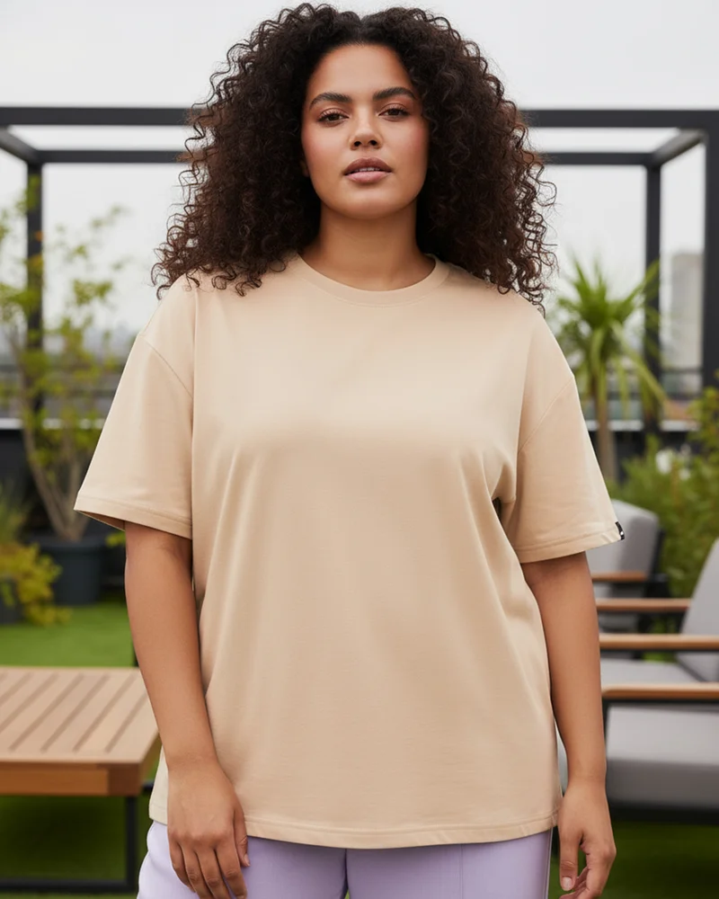 بيواكوف Women's Brown Oversized Plus Size T-shirt